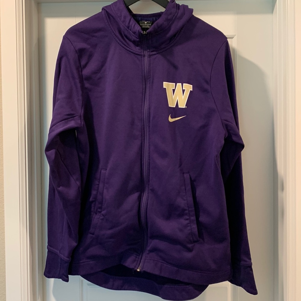 University of Washington Huskies Purple Nike Dri-fit zip up hoodie.